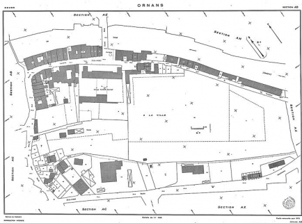 Plan cadastral, 1975, section AD, échelle 1 : 500. © Région Bourgogne-Franche-Comté, Inventaire du patrimoine