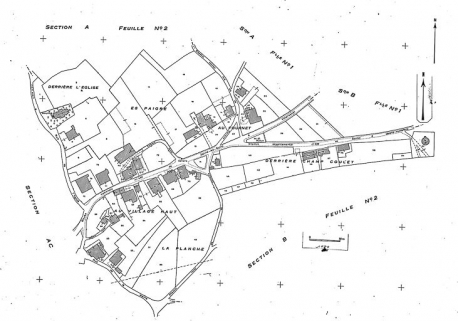 Plan cadastral, 1966, section AB, échelle 1 : 1000. © Région Bourgogne-Franche-Comté, Inventaire du patrimoine