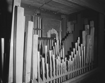 Tuyauterie du clavier manuel, vu de trois quarts gauche. © Région Bourgogne-Franche-Comté, Inventaire du patrimoine