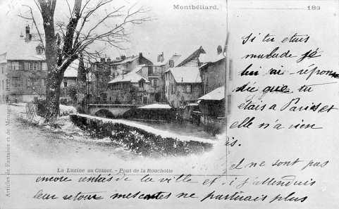 La Luzine au Coinot. Pont de la Rouchotte, années 1890. © Région Bourgogne-Franche-Comté, Inventaire du patrimoine La Luzine au Coinot. Pont de la Rouchotte, années 1890. © Région Bourgogne-Franche-Comté, Inventaire du patrimoine