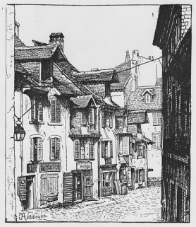 Rue Entre les Portes [rue Saint-Hippolyte], années 1850. © Région Bourgogne-Franche-Comté, Inventaire du patrimoine