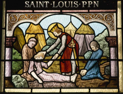 Baie 3, registre inférieur : guérison par saint Louis. © Région Bourgogne-Franche-Comté, Inventaire du patrimoine