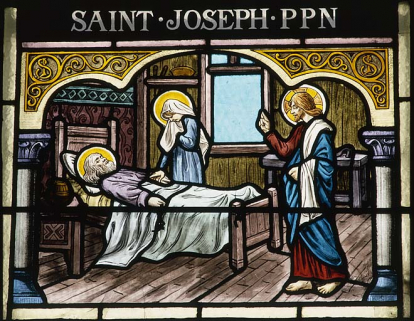 Baie 2, registre inférieur : mort de saint Joseph. © Région Bourgogne-Franche-Comté, Inventaire du patrimoine