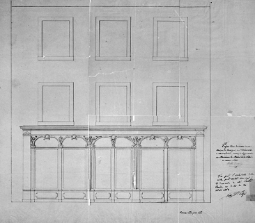 Projet d'une devanture [... 1, rue du Général-Leclerc], 1864. © Région Bourgogne-Franche-Comté, Inventaire du patrimoine
