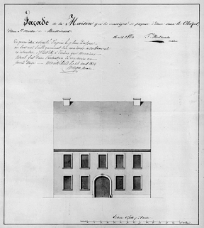 Maison 25, place Saint-Martin. Projet de façade, 1823. © Région Bourgogne-Franche-Comté, Inventaire du patrimoine
