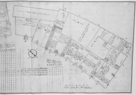 Plan parcellaire de 1715-1718. Détail de la feuille 9. © Région Bourgogne-Franche-Comté, Inventaire du patrimoine Plan parcellaire de 1715-1718. Détail de la feuille 9. © Région Bourgogne-Franche-Comté, Inventaire du patrimoine