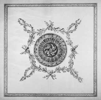 Projet de plafond pour la salle axiale du 1er étage, vers 1776-1777. © Région Bourgogne-Franche-Comté, Inventaire du patrimoine
