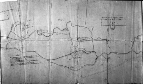 Plan du cours de la Romaine sur le territoire des communes de Greucourt et Fresne-Saint-Mamès dressé pour servir à l'instruction des réclamations élevées contre les usines de ces communes. © Région Bourgogne-Franche-Comté, Inventaire du patrimoine
