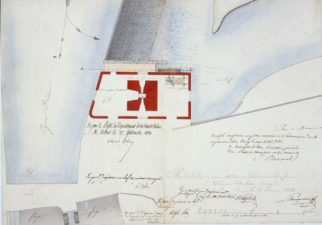 Plan du local où se propose Me Dornier, [pour] construire un haut fourneau [plan-masse]. © Région Bourgogne-Franche-Comté, Inventaire du patrimoine