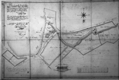 Plan du patouillet dit de la Tuilerie dépendant du fourneau de Renaucourt appartenant à Mme Dornier. © Région Bourgogne-Franche-Comté, Inventaire du patrimoine