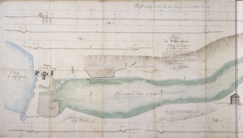 Plan du vallon inférieur à l'étang de Vy-le-Ferroux avec des profils en long et en travers [...] [partie nord]. © Région Bourgogne-Franche-Comté, Inventaire du patrimoine