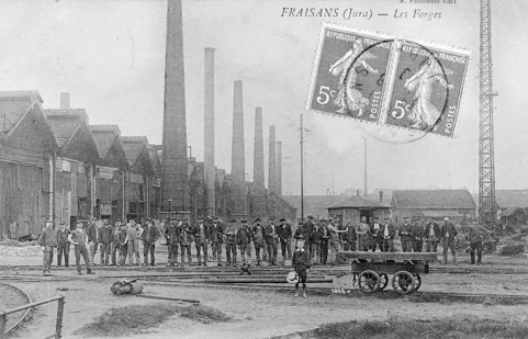 Fraisans (Jura) - Les Forges : ouvriers et bâtiment de la Forge Neuve vus de l'est. © Région Bourgogne-Franche-Comté, Inventaire du patrimoine Fraisans (Jura) - Les Forges : ouvriers et bâtiment de la Forge Neuve vus de l'est. © Région Bourgogne-Franche-Comté, Inventaire du patrimoine