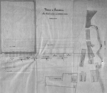 Usine de Fraisans. Plan général de la forge et des habitations voisines. © Région Bourgogne-Franche-Comté, Inventaire du patrimoine Usine de Fraisans. Plan général de la forge et des habitations voisines. © Région Bourgogne-Franche-Comté, Inventaire du patrimoine