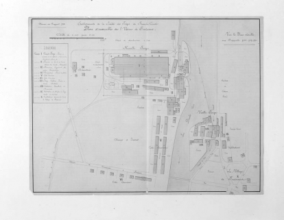 Etablissements de la Société des Forges de Franche-Comté. Plan d'ensemble de l'Usine de Fraisans. © Région Bourgogne-Franche-Comté, Inventaire du patrimoine Etablissements de la Société des Forges de Franche-Comté. Plan d'ensemble de l'Usine de Fraisans. © Région Bourgogne-Franche-Comté, Inventaire du patrimoine