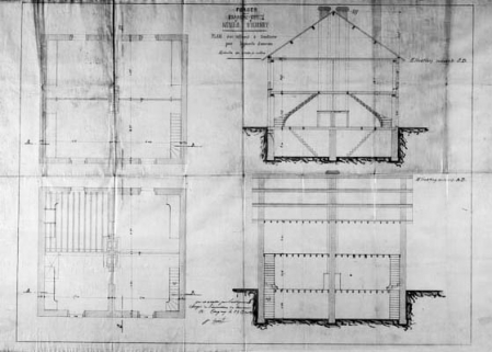 Forges de Franche-Comté. Mine d'Ougney. Plan d'un bâtiment à construire pour logements d'ouvriers [deux travées de la " Caserne "]. © Région Bourgogne-Franche-Comté, Inventaire du patrimoine