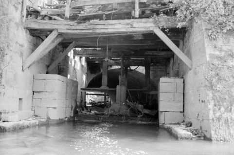 Forge Neuve. Bâtiment d'eau (L) : chambre d'eau et turbine vues du canal de fuite. © Région Bourgogne-Franche-Comté, Inventaire du patrimoine Forge Neuve. Bâtiment d'eau (L) : chambre d'eau et turbine vues du canal de fuite. © Région Bourgogne-Franche-Comté, Inventaire du patrimoine