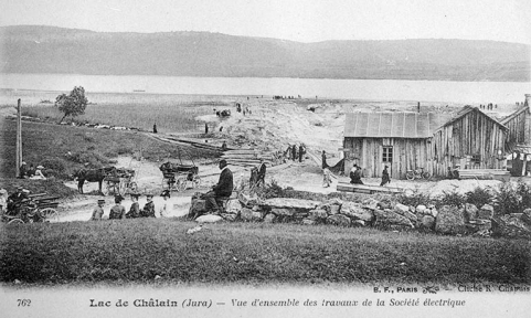 Lac de Châlain (Jura) - Vue d'ensemble des travaux de la Société électrique. © Région Bourgogne-Franche-Comté, Inventaire du patrimoine