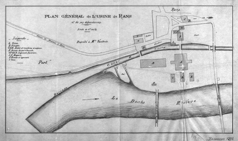 Plan général de l'usine de Rans et de ses dépendances. © Région Bourgogne-Franche-Comté, Inventaire du patrimoine