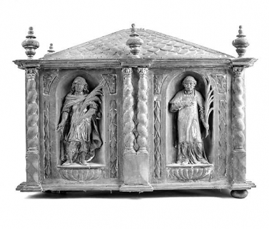 Vue d'une des grandes faces : saint Maurice (?) et saint Etienne. © Région Bourgogne-Franche-Comté, Inventaire du patrimoine