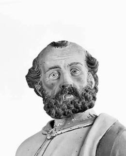 Saint Pierre : détail de la tête. © Région Bourgogne-Franche-Comté, Inventaire du patrimoine