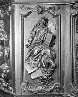 Cinquième panneau de la cuve : saint Jean. © Région Bourgogne-Franche-Comté, Inventaire du patrimoine