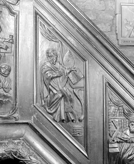 Troisième panneau de la rampe : saint Ambroise. © Région Bourgogne-Franche-Comté, Inventaire du patrimoine