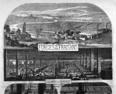 Forges de Franche-Comté. - Usine de Fraisans : vue d'ensemble et intérieur de la Forge Neuve. © Région Bourgogne-Franche-Comté, Inventaire du patrimoine Forges de Franche-Comté. - Usine de Fraisans : vue d'ensemble et intérieur de la Forge Neuve. © Région Bourgogne-Franche-Comté, Inventaire du patrimoine