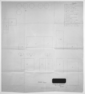 Disposition d'ensemble de l'usine. Fabrication du carbonate de soude. Ta.242. © Région Bourgogne-Franche-Comté, Inventaire du patrimoine Disposition d'ensemble de l'usine. Fabrication du carbonate de soude. Ta.242. © Région Bourgogne-Franche-Comté, Inventaire du patrimoine