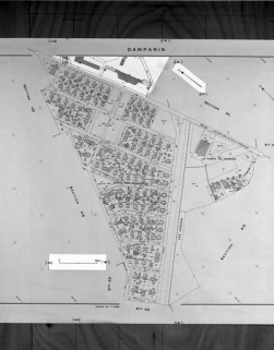 Plan de répartition des types de maisons. Montage de plans cadastraux, 1980, section AN et partie de la section AM. © Région Bourgogne-Franche-Comté, Inventaire du patrimoine Plan de répartition des types de maisons. Montage de plans cadastraux, 1980, section AN et partie de la section AM. © Région Bourgogne-Franche-Comté, Inventaire du patrimoine