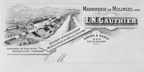 Enveloppe à en-tête de la Marbrerie de Molinges. © Région Bourgogne-Franche-Comté, Inventaire du patrimoine