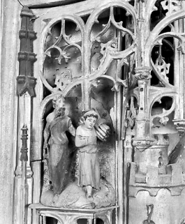 Abraham conduisant Isaac au sacrifice, en haut à gauche de la Montée au clavaire. © Région Bourgogne-Franche-Comté, Inventaire du patrimoine