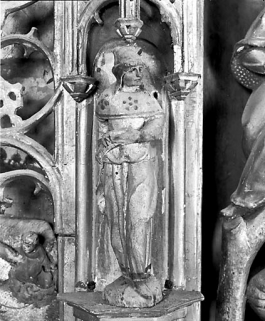 Un prophète, sur le montant, à gauche de la partie centrale, vu de face. © Région Bourgogne-Franche-Comté, Inventaire du patrimoine