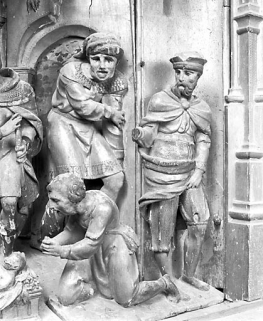 Adoration des Bergers, détail : les trois bergers de droite. © Région Bourgogne-Franche-Comté, Inventaire du patrimoine