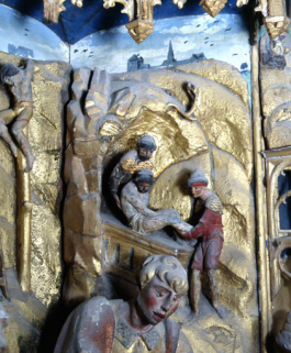 La mise au tombeau, au dessus à droite de la Déploration. © Région Bourgogne-Franche-Comté, Inventaire du patrimoine