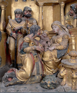 L'Adoration des Mages, détail de la partie droite. © Région Bourgogne-Franche-Comté, Inventaire du patrimoine
