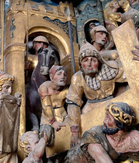 La Montée au Calvaire, détail : soldats et Simon de Cyrène. © Région Bourgogne-Franche-Comté, Inventaire du patrimoine