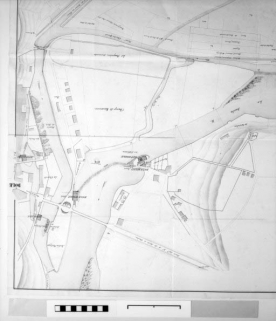 Réglement d'eau des Usines des Srs Muneret (Aîné), Muneret (Jeune) et Ménans. Plan. Extrait d'un plan fourni par le Cond. Toussaint. © Région Bourgogne-Franche-Comté, Inventaire du patrimoine