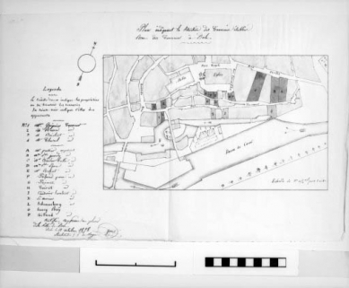 Plan indiquant la situation des Tanneries établies Rue des Tanneurs à Dole. © Région Bourgogne-Franche-Comté, Inventaire du patrimoine Plan indiquant la situation des Tanneries établies Rue des Tanneurs à Dole. © Région Bourgogne-Franche-Comté, Inventaire du patrimoine