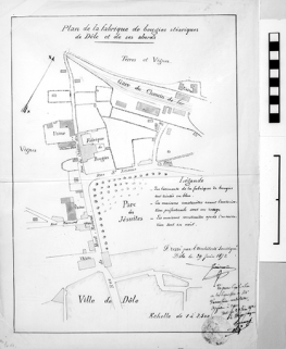 Plan de la fabrique de bougies stéariques de Dôle et de ses abords. © Région Bourgogne-Franche-Comté, Inventaire du patrimoine