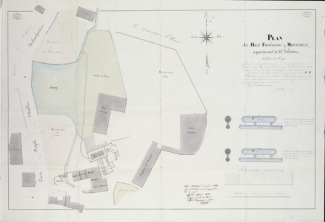 Plan du haut fourneau de Montureux appartenant à Mrs de Falatieu [...]. © Région Bourgogne-Franche-Comté, Inventaire du patrimoine