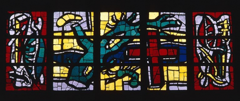 Baie n° 8 : l'arbre du Paradis et celui de la Croix. © Région Bourgogne-Franche-Comté, Inventaire du patrimoine