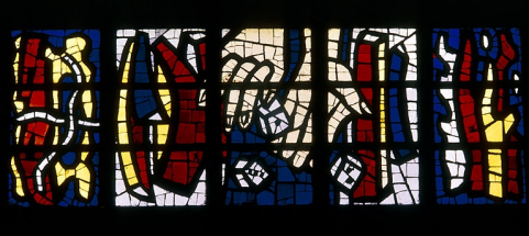 Baie n° 13 : les soldats jouant aux dés les vêtements du Christ. © Région Bourgogne-Franche-Comté, Inventaire du patrimoine