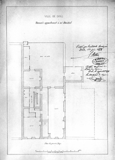 Ville de Dole. Tannerie appartenant à M. Boichut. Plan du premier étage. © Région Bourgogne-Franche-Comté, Inventaire du patrimoine Ville de Dole. Tannerie appartenant à M. Boichut. Plan du premier étage. © Région Bourgogne-Franche-Comté, Inventaire du patrimoine