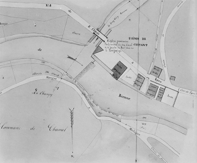 Demande en établissement d'une usine au Sr Dargaud Joseph Antoine. Plan. © Région Bourgogne-Franche-Comté, Inventaire du patrimoine