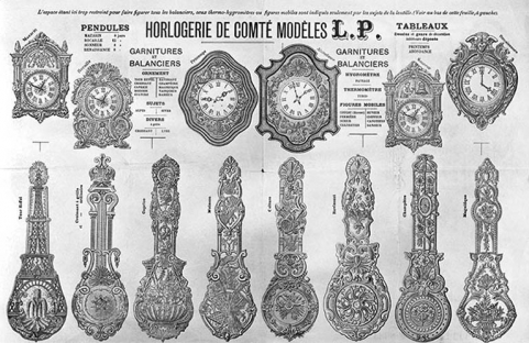 Horlogerie de Comté modèles L.P. [pendules et balanciers]. © Région Bourgogne-Franche-Comté, Inventaire du patrimoine