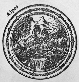 Décor de balancier : les Alpes. © Région Bourgogne-Franche-Comté, Inventaire du patrimoine Décor de balancier : les Alpes. © Région Bourgogne-Franche-Comté, Inventaire du patrimoine