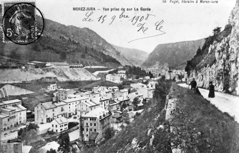 Morez-Jura - Vue prise de sur La Garde [route de La Mouille], avant 1908. © Région Bourgogne-Franche-Comté, Inventaire du patrimoine