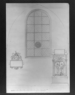 Intérieur, chapelle à gauche du choeur (ancienne chapelle de Marmier) : le mur nord. © Région Bourgogne-Franche-Comté, Inventaire du patrimoine