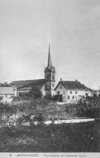 2. AUDINCOURT. - Face latérale de l'ancienne église. © Région Bourgogne-Franche-Comté, Inventaire du patrimoine