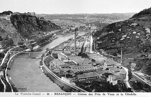 La Franche-Comté - Besançon - Usines des Prés de Vaux et la Citadelle, 1er quart 20e siècle. © Région Bourgogne-Franche-Comté, Inventaire du patrimoine